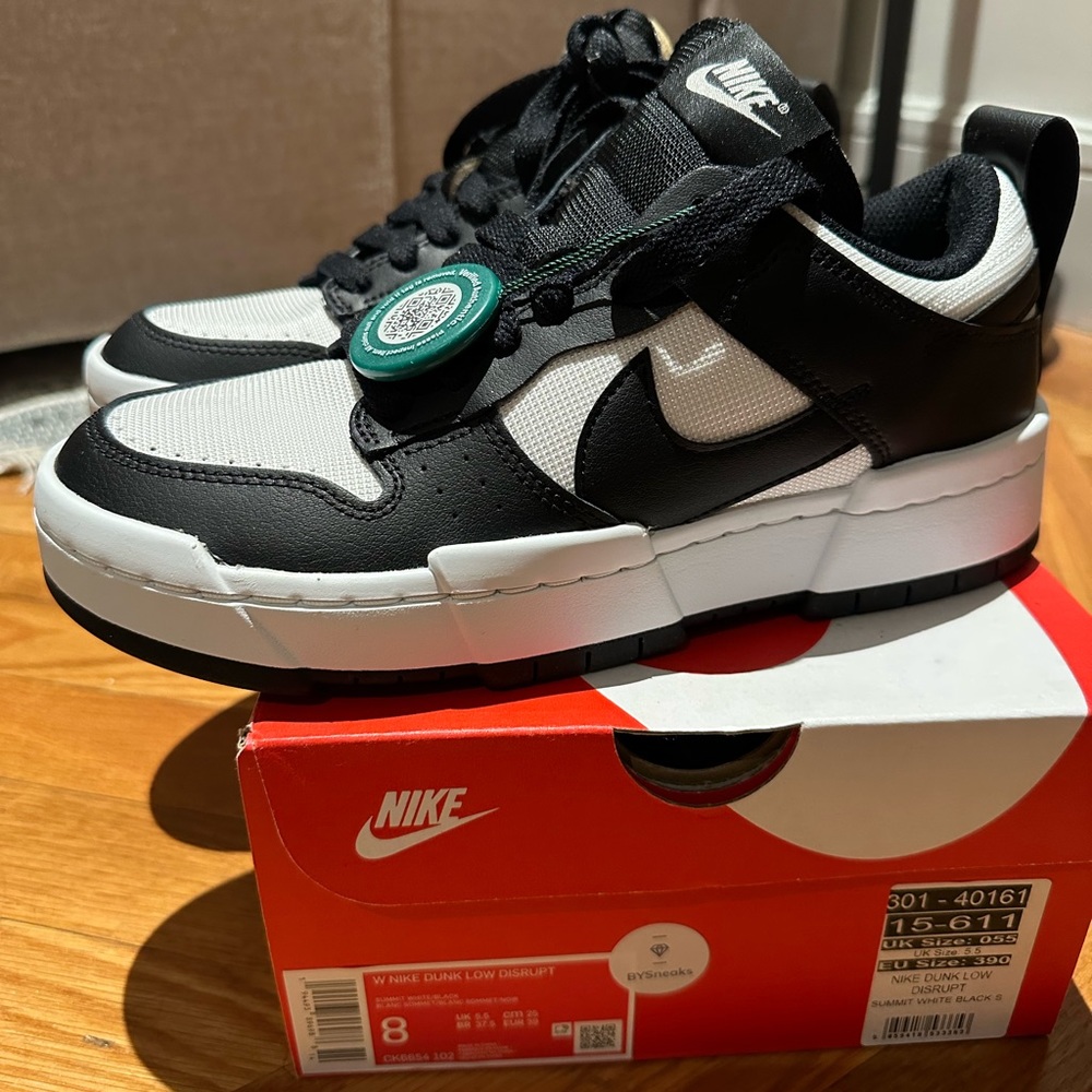 Nike Dunk Low Disrupt Black White - Women’s Size 8W, Brand New